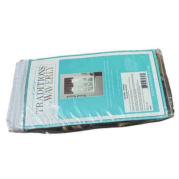 Waverly Navarra Crimson Valance NEW Red Floral Short Curtain Mixed Prints - Picture 3 of 4